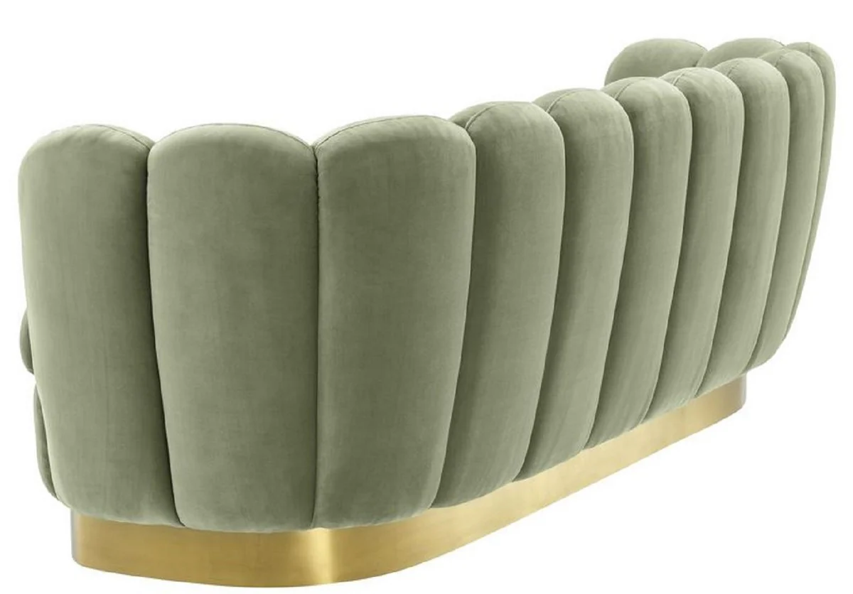 Casa Padrino sof¨¢ de terciopelo de lujo verde pistacho / lat¨®n 225 x 90 x H. 80 cm - Sof¨¢ de Sal¨®n - Calidad de Lujo