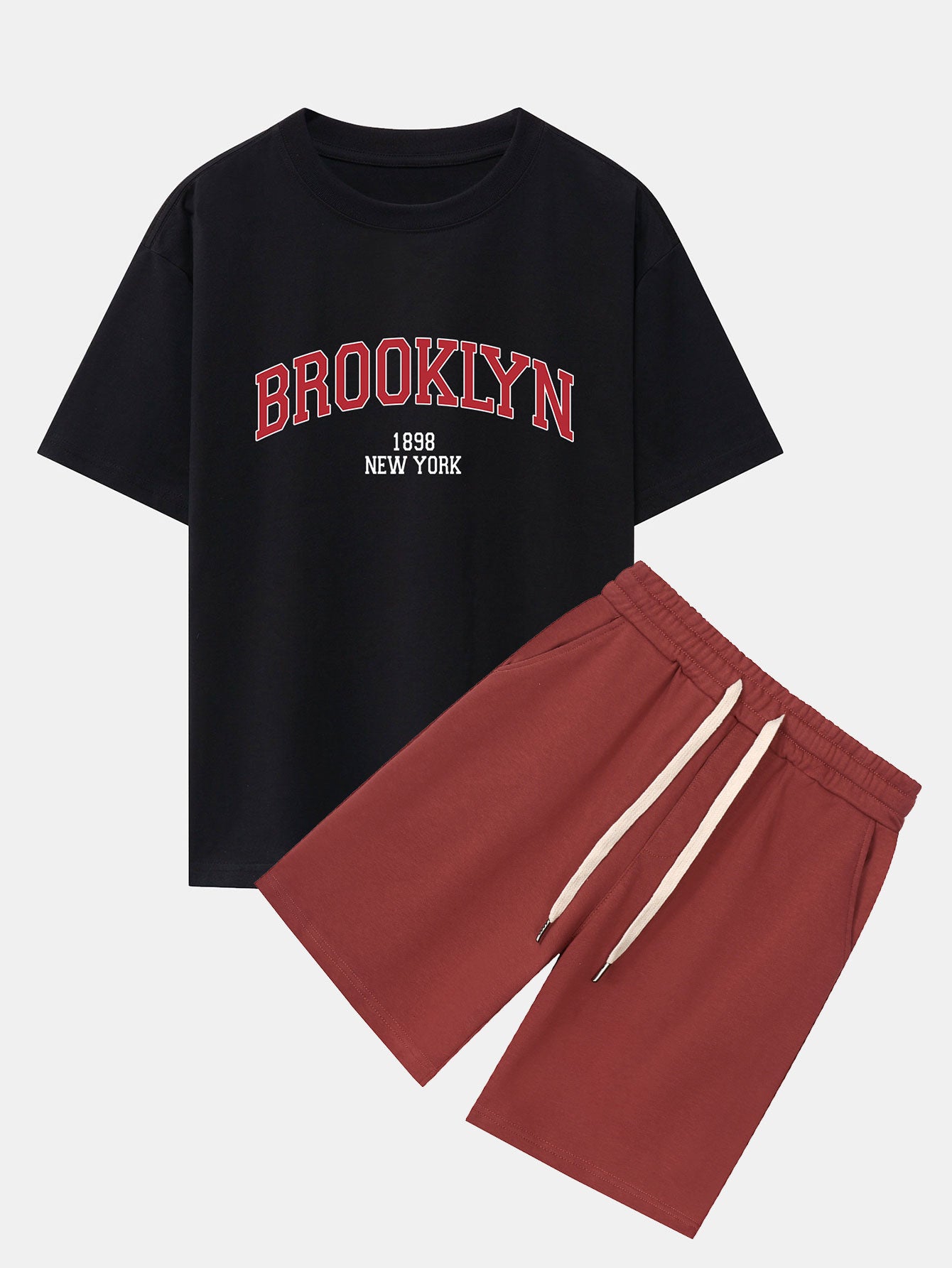 Brooklyn Print Drop Shoulder Oversize T-Shirt & Jersey Shorts