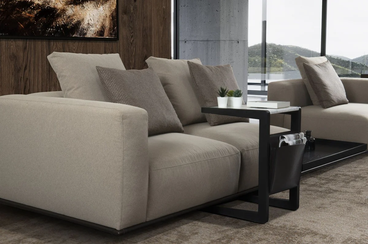 Casa Padrino sof¨¢ de lujo gris / negro 400 x 100 x A. 67 cm - Sof¨¢ de sal¨®n - Sof¨¢ de hotel - Muebles de sal¨®n - Interiores de sal¨®n - Muebles de hotel - Muebles de lujo - Interiores de lujo