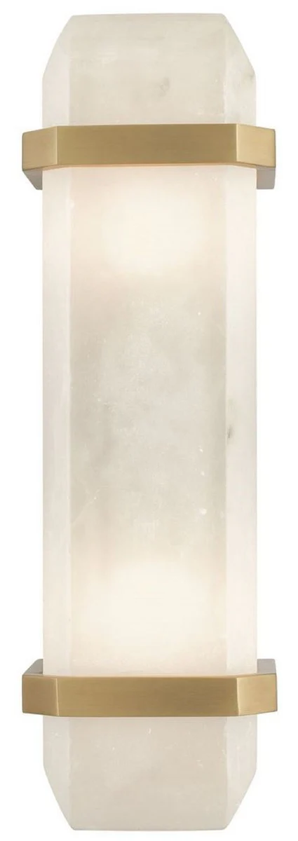 Casa Padrino lámpara de pared de lujo alabastro / latón antiguo 13 x 11 x A. 42 cm - Elegante lámpara de pared con pantalla de alabastro - Luces de Lujo