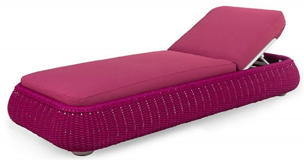 Casa Padrino tumbona de jardín de lujo púrpura 205 x 87 x A. 27 cm - Tumbona resistente a la intemperie tejida a mano - Tumbona moderna - Muebles de Jardín de Hotel