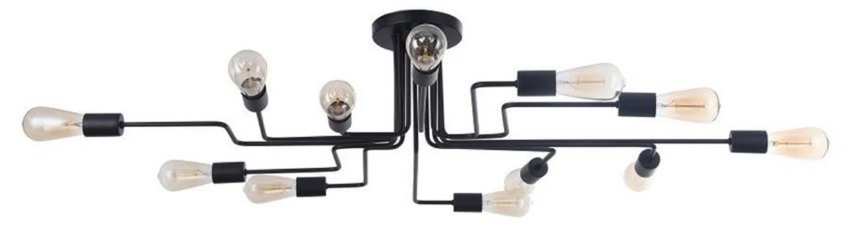 Casa Padrino lámpara de techo de diseñador negro 123 x 88 x H. 25,2 cm - Luz Moderna con Marco de Metal Revestido y un Estilo Inusual de Loft