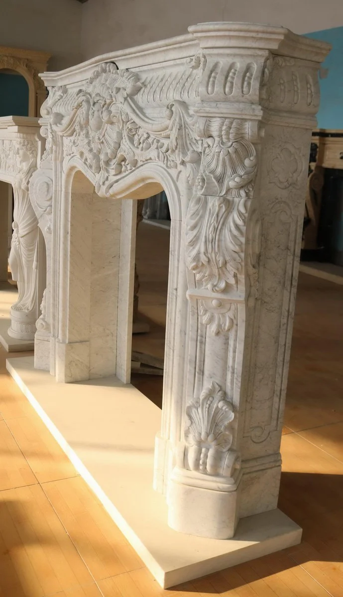 Casa Padrino marco de chimenea de m¨¢rmol barroco de lujo blanco 200 x A. 160 cm