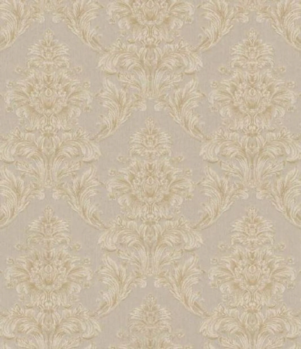 Casa Padrino papel tapiz textil barroco beige / crema / gris 10,05 x 0,53 m - Papel Pintado en Estilo Barroco
