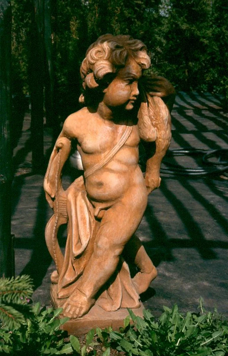 Casa Padrino Art Nouveau escultura Cupido 39 x H 81 cm tonos tierra antiguos - decoración barroca del jardín