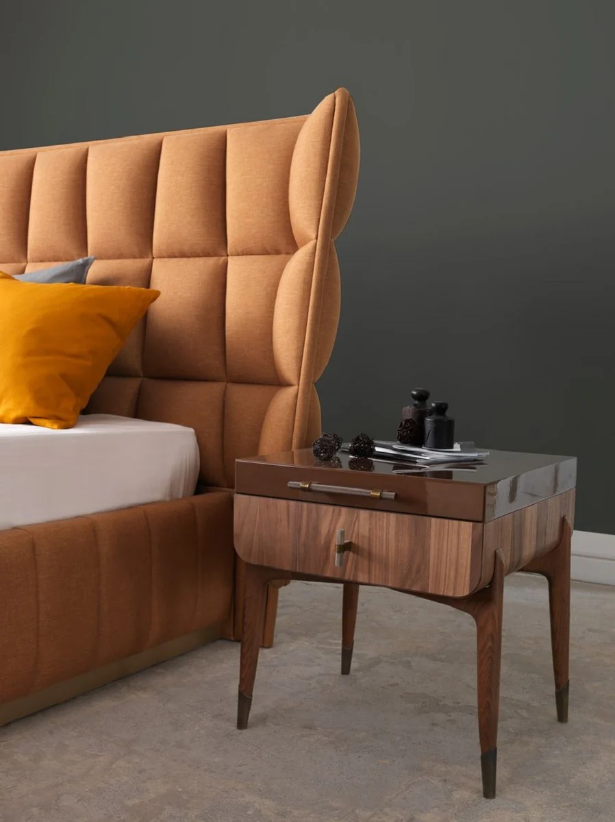 Casa Padrino mesita de noche de lujo marr¨®n / marr¨®n oscuro 49 x 54 x A. 51 cm - Mesita de noche de madera maciza con 2 cajones - Muebles de dormitorio - Muebles de hotel - Muebles de lujo