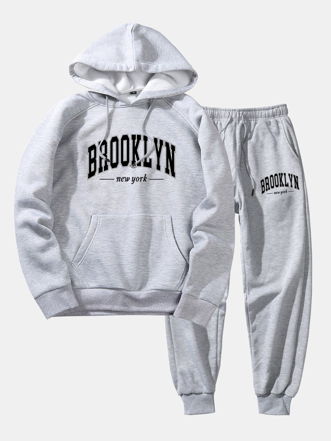 Brooklyn Letter Print Hoodie & Jogger Pants