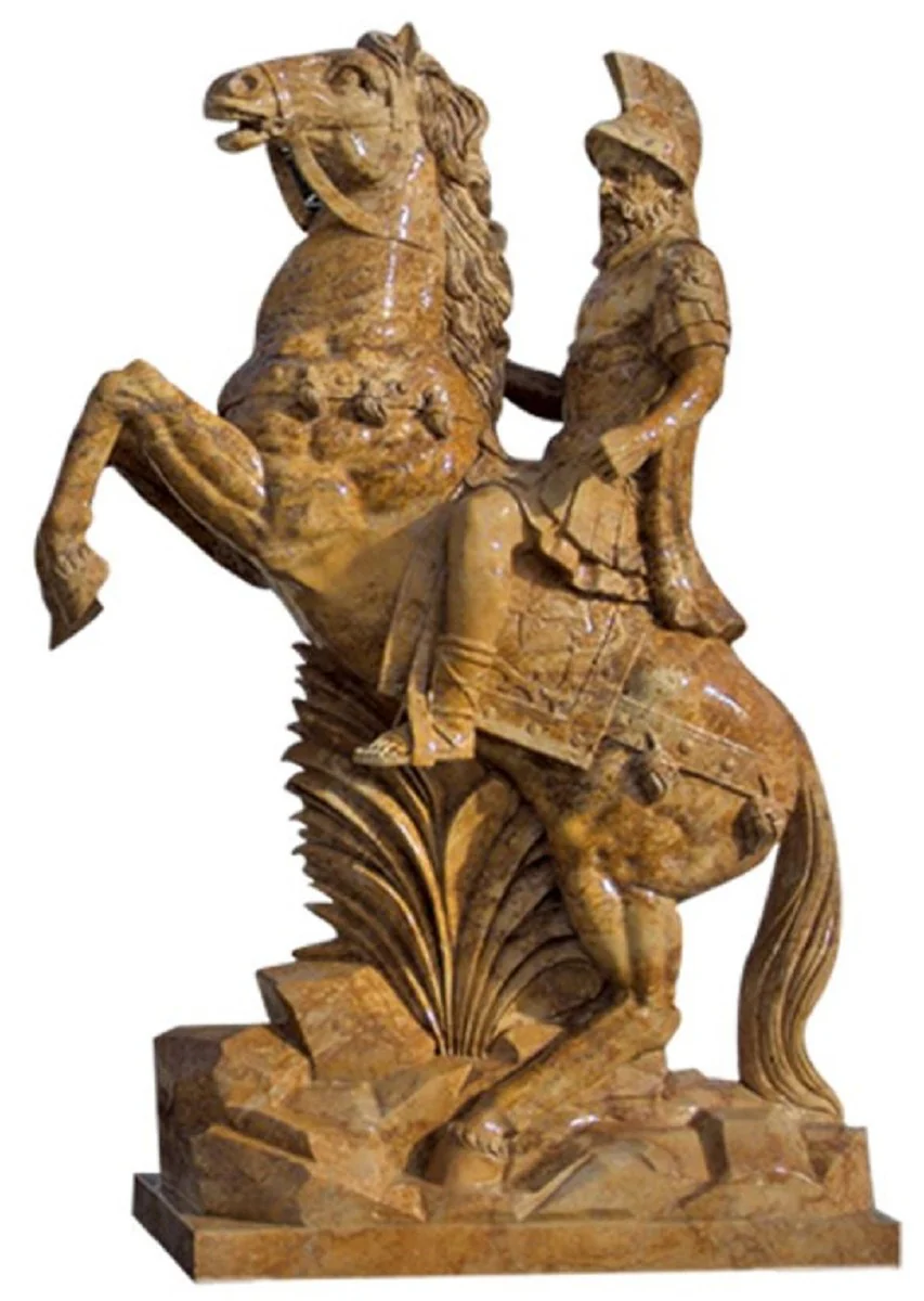 Casa Padrino escultura de m¨¢rmol estilo antiguo romano a caballo derecho marr¨®n A. 210 cm - Decoraci¨®n de jard¨ªn
