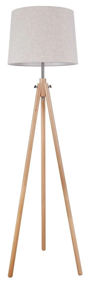 Casa Padrino Floor Lamp Brown / Beige Ø 44 x H. 161.5 cm - Modern Floor Lamp with Wooden Tripod and Cotton Lampshade