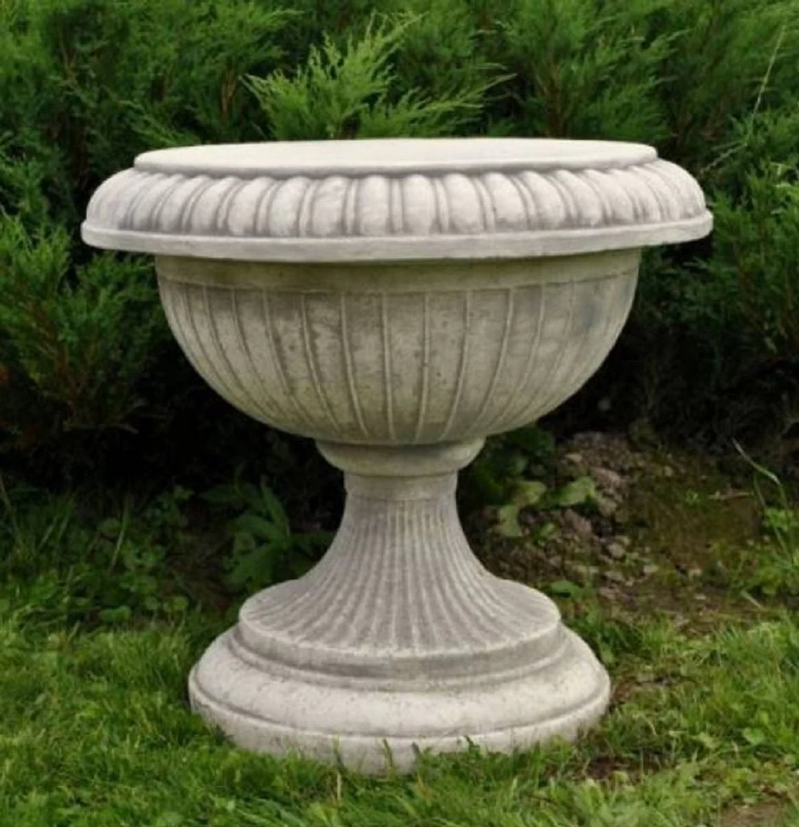 Casa Padrino maceta decorativo de jard¨ªn barroco gris ? 50 x A. 43 cm - Macetero redondo de estilo barroco - Decoraci¨®n barroco de jard¨ªn - Decoraci¨®n barroco de terraza - Accesorios barroco