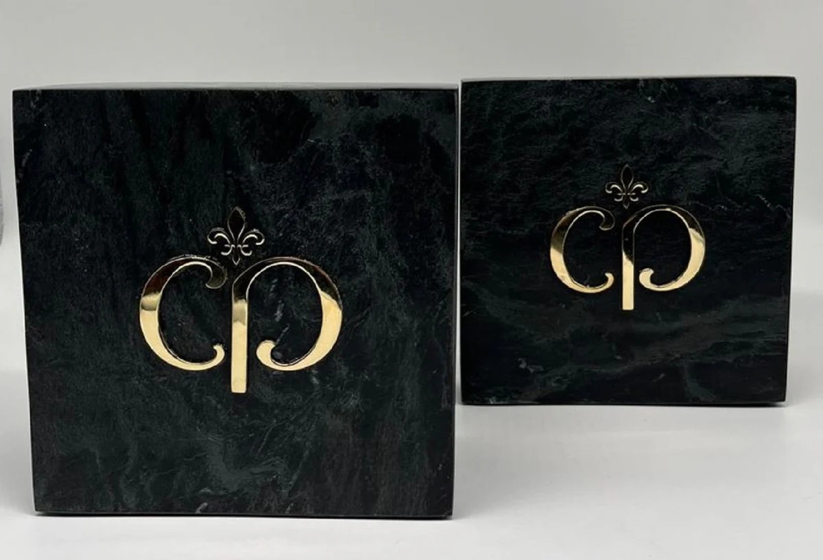 Casa Padrino conjunto de sujetalibros decorativos de m¨¢rmol de lujo negro / oro