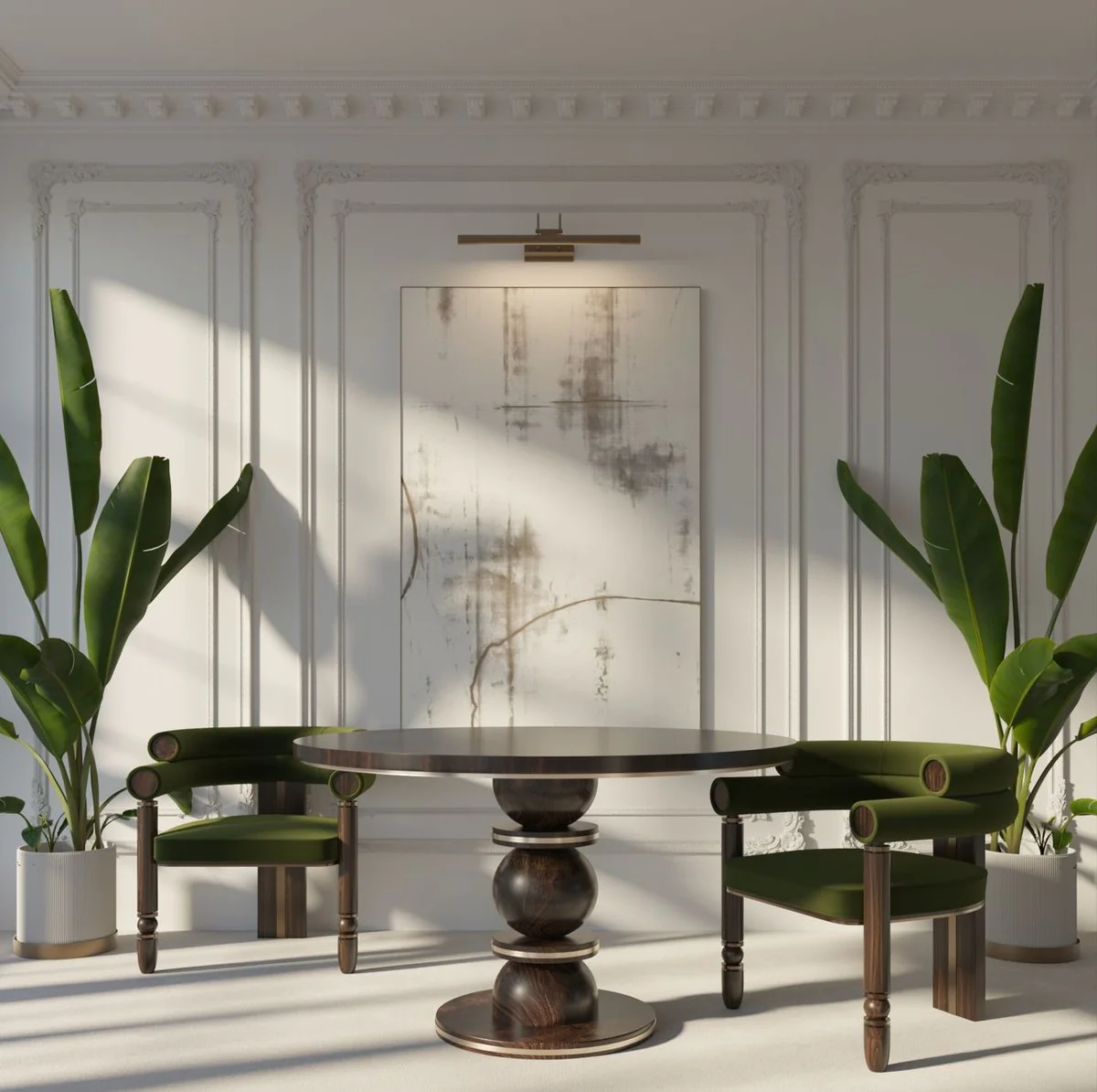 Casa Padrino mesa de comedor de lujo marr¨®n oscuro / lat¨®n ? 150 x A. 76 cm - Mesa de comedor redonda de madera maciza - Muebles de comedor - Muebles de lujo