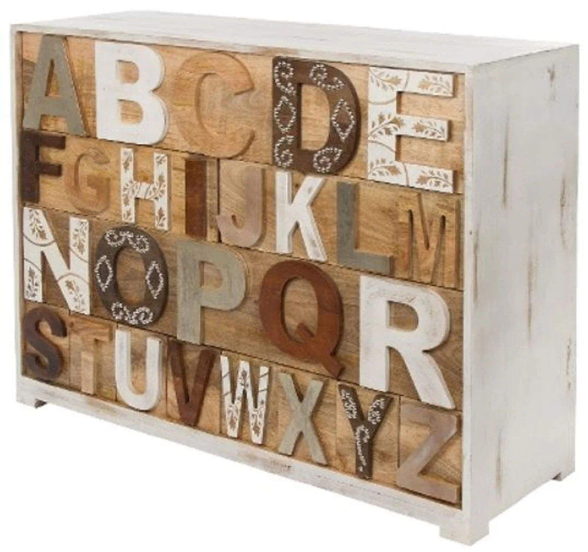 Casa Padrino c¨®moda de estilo campestre con 12 cajones blanco antiguo / multicolor 115 x 40 x H. 90 cm - Muebles de Estilo Campestre