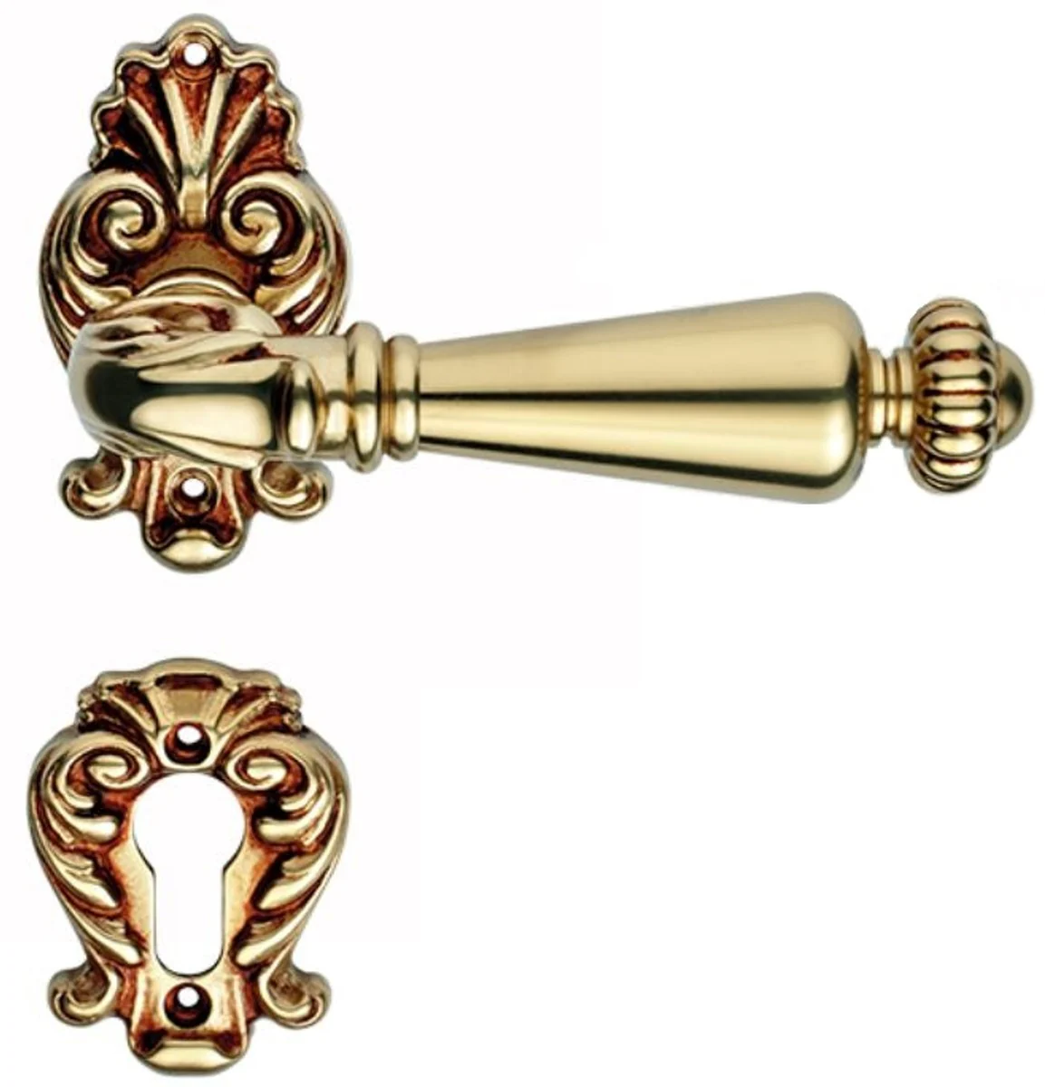Casa Padrino conjunto de manija de puerta barroco oro francés 14 x H. 8,2 cm - Muebles Barroco