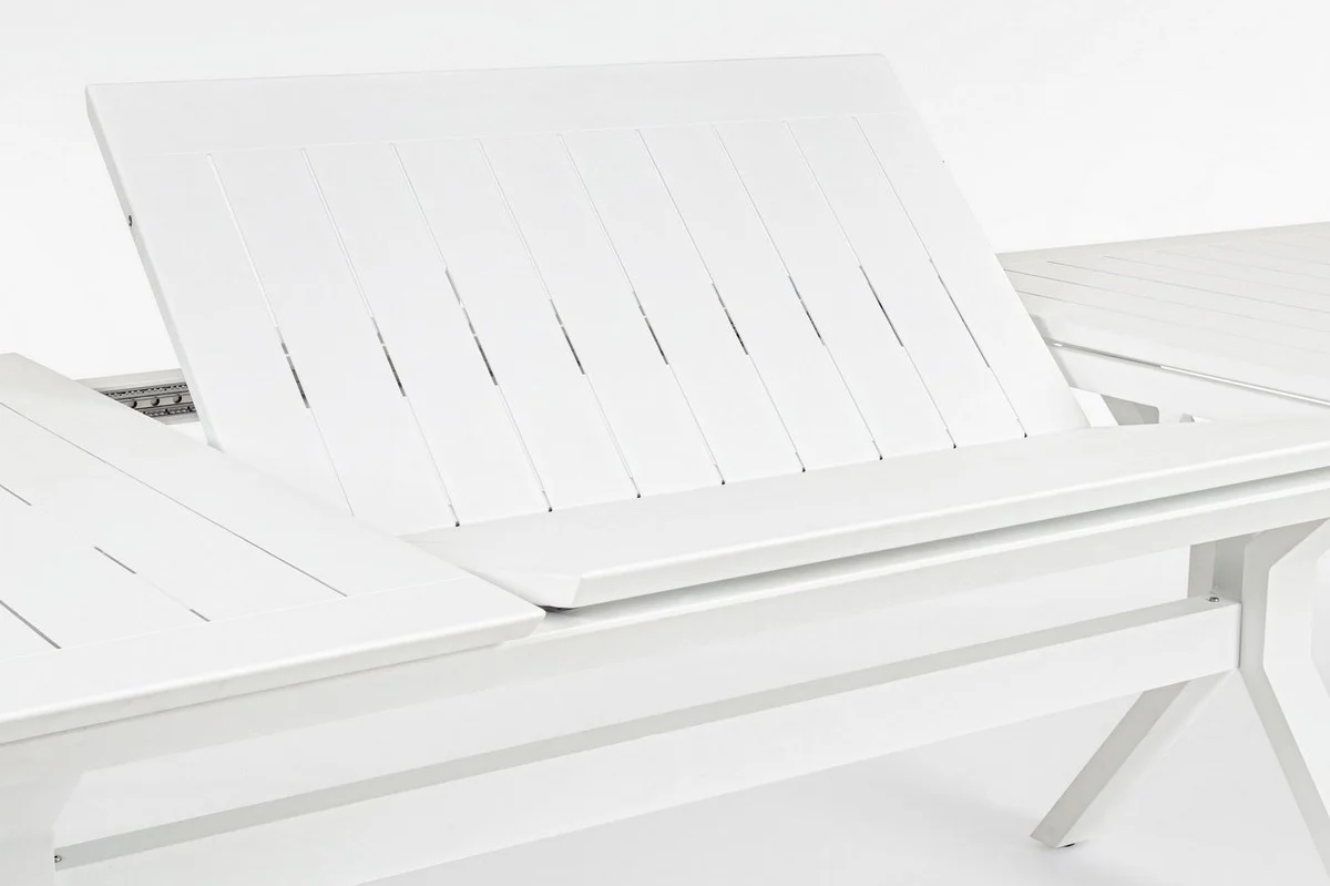 Casa Padrino mesa de jardín de lujo blanco 200-300 x 110 x A. 76 cm - Mesa de comedor extensible de aluminio con recubrimiento en polvo - Mesa de jardín y terraza - Muebles de jardín y terraza