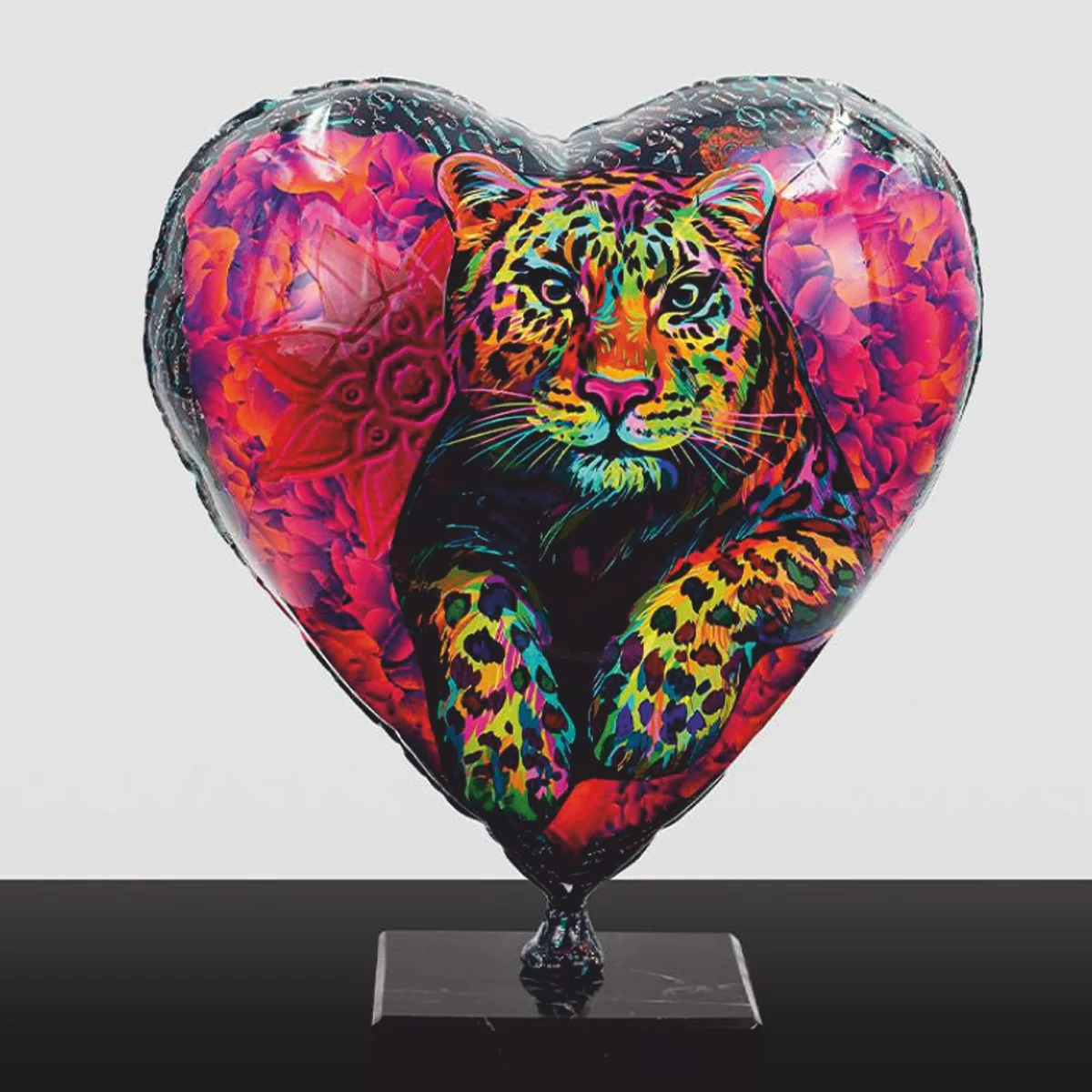 Casa Padrino globo decorativo en forma de coraz¨®n leopardo rojo / colorido Al. 30 cm
