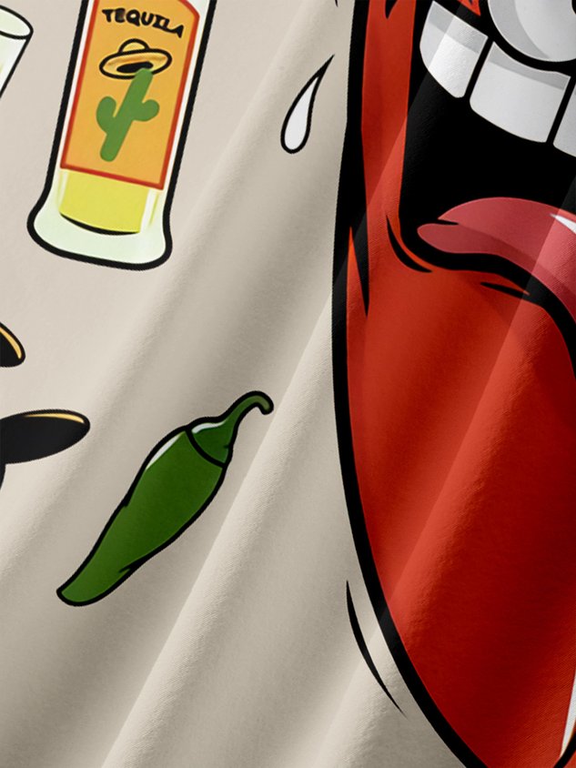 Mexican Culture Chili Chest Pocket Short Sleeve Vacation Shirt