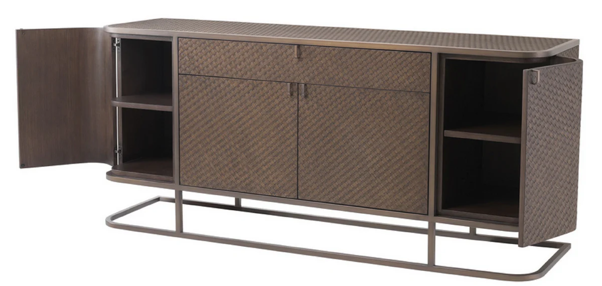 Casa Padrino c¨®moda de lujo con 4 puertas y caj¨®n marr¨®n / bronce 170 x 46 x H. 75 cm - Calidad de Lujo