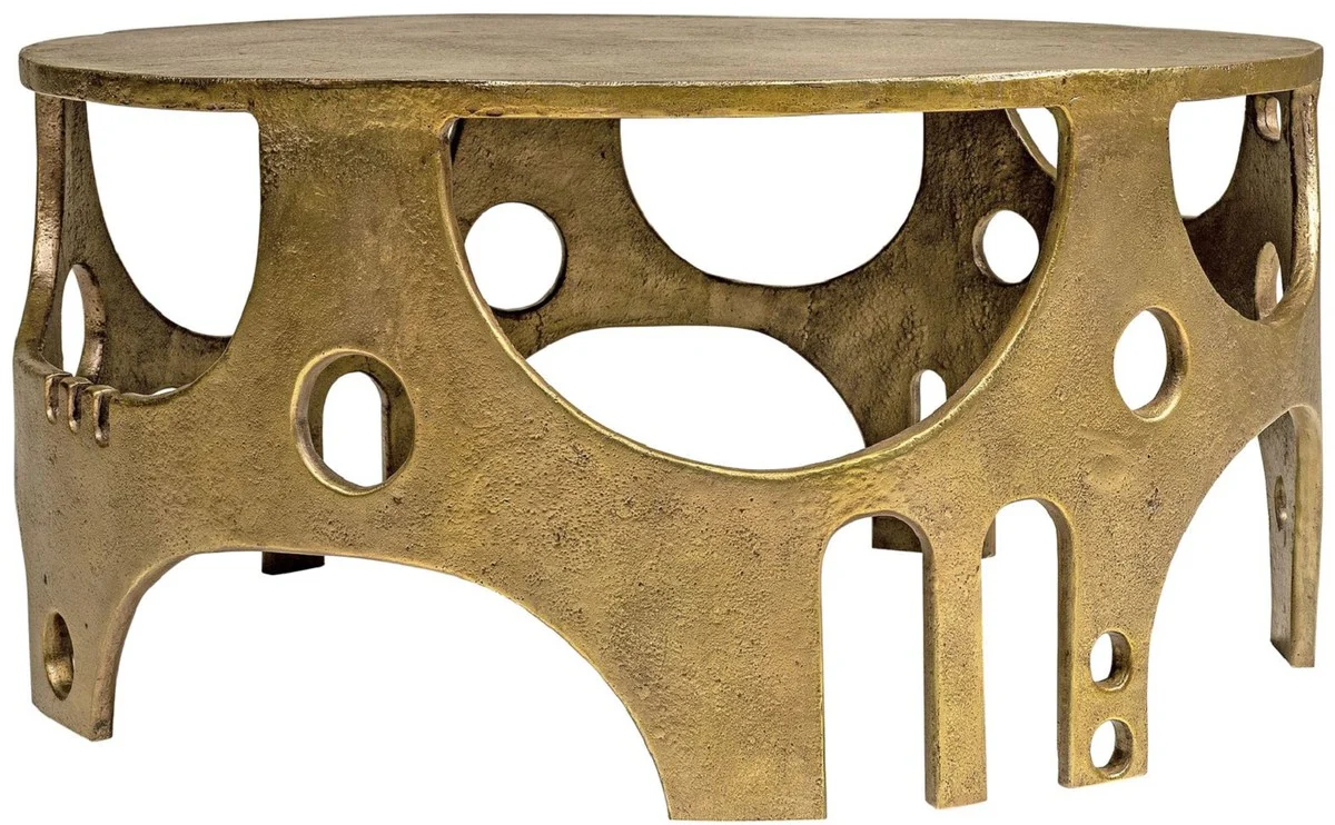 Casa Padrino mesa de centro de aluminio de dise?o bronce ? 70,5 x A. 34 cm - Mesa de sal¨®n redonda - Muebles de sal¨®n - Colecci¨®n de Lujo