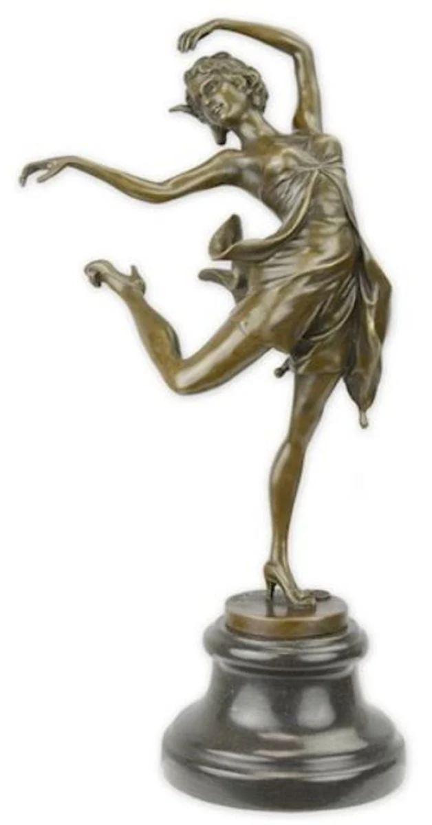 Casa Padrino escultura de bronce Art Nouveau de lujo bailarín con base de mármol bronce / negro 20 x 15,1 x A. 38,2 cm - Figura de Bronce - Figura Decorativa - Accesorios Decorativos