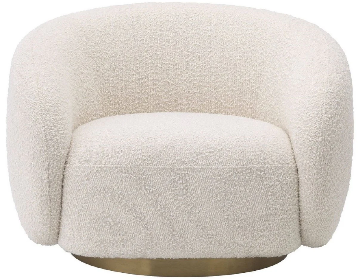 Casa Padrino sill¨®n giratorio de lujo crema / lat¨®n 96 x 85 x A. 70 cm - Sill¨®n de Sal¨®n - Muebles de Lujo