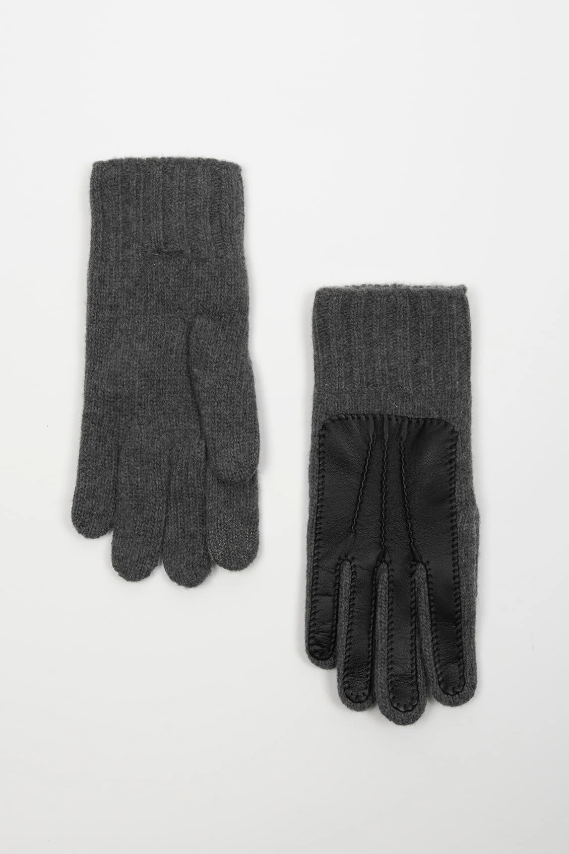 Rivera-spain Guantes Millie en cashmere y piel gris antracita