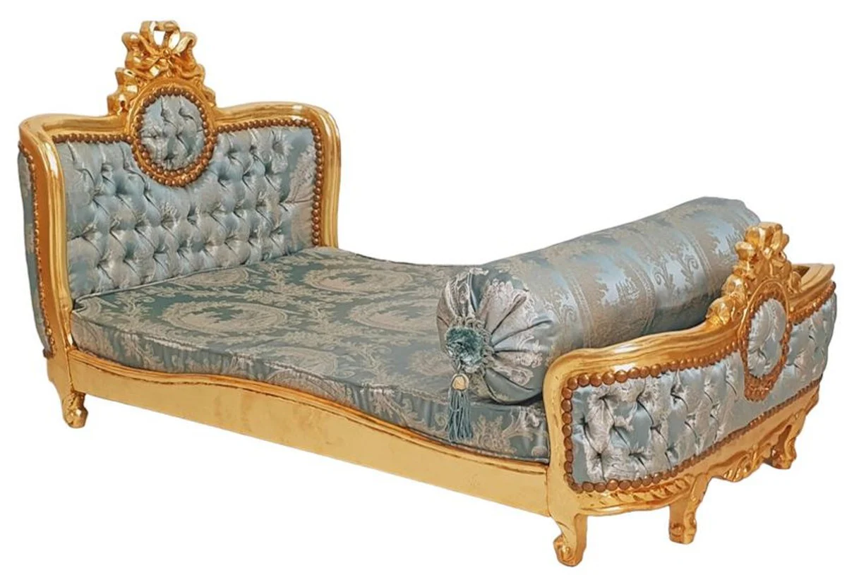 Casa Padrino cama de perro barroco patrón verde / oro antiguo - Cama de perro de estilo antiguo hecha a mano - Magníficos muebles para perros en estilo barroco - Muebles barrocos para mascotas