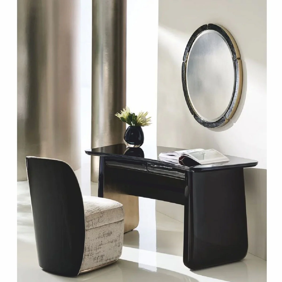 Casa Padrino Escritorio / Tocador de Lujo Negro 155 cm - Muebles de Lujo