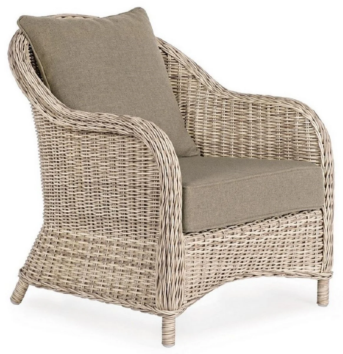 Casa Padrino sillón de jardín de lujo natural / gris 75 x 82 x A. 83 cm - Sillón de jardín y terraza resistente a la intemperie - Muebles de Jardín y Terraza - Calidad de Lujo