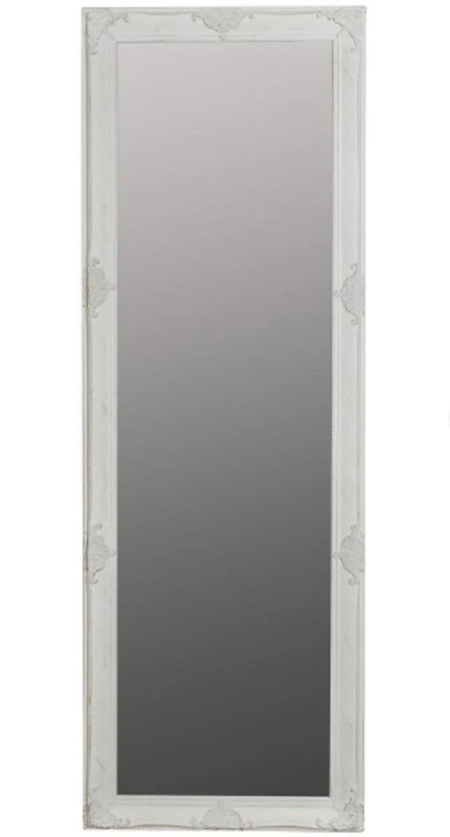 Casa Padrino Espejo de Pared Barroco Blanco 65 x H. 190 cm - Espejo Barroco con Marco de Madera y Hermosas Decoraciones