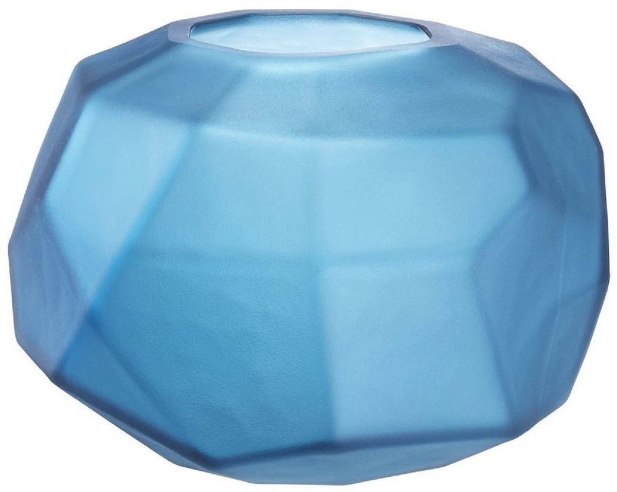 Casa Padrino tazón de vidrio decorativo de lujo azul mate Ø 22 x A. 15 cm - Accesorios de Decoración de Lujo