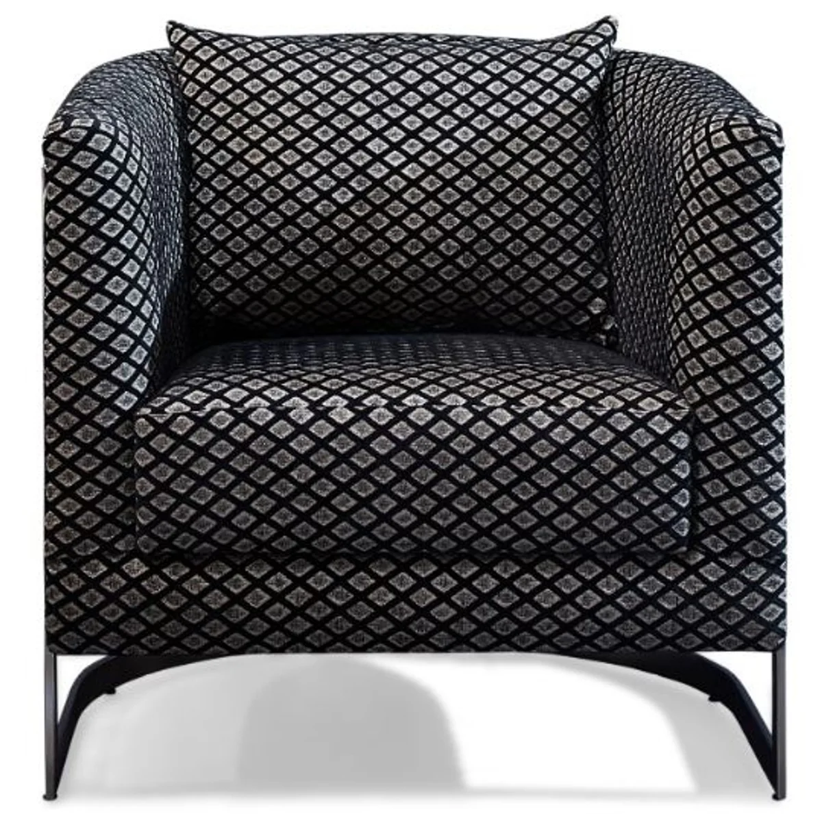 Casa Padrino sill¨®n de lujo plata / negro 73 x 64 x A. 77 cm - Sill¨®n de sal¨®n con coj¨ªn decorativa - Muebles de sal¨®n de lujo