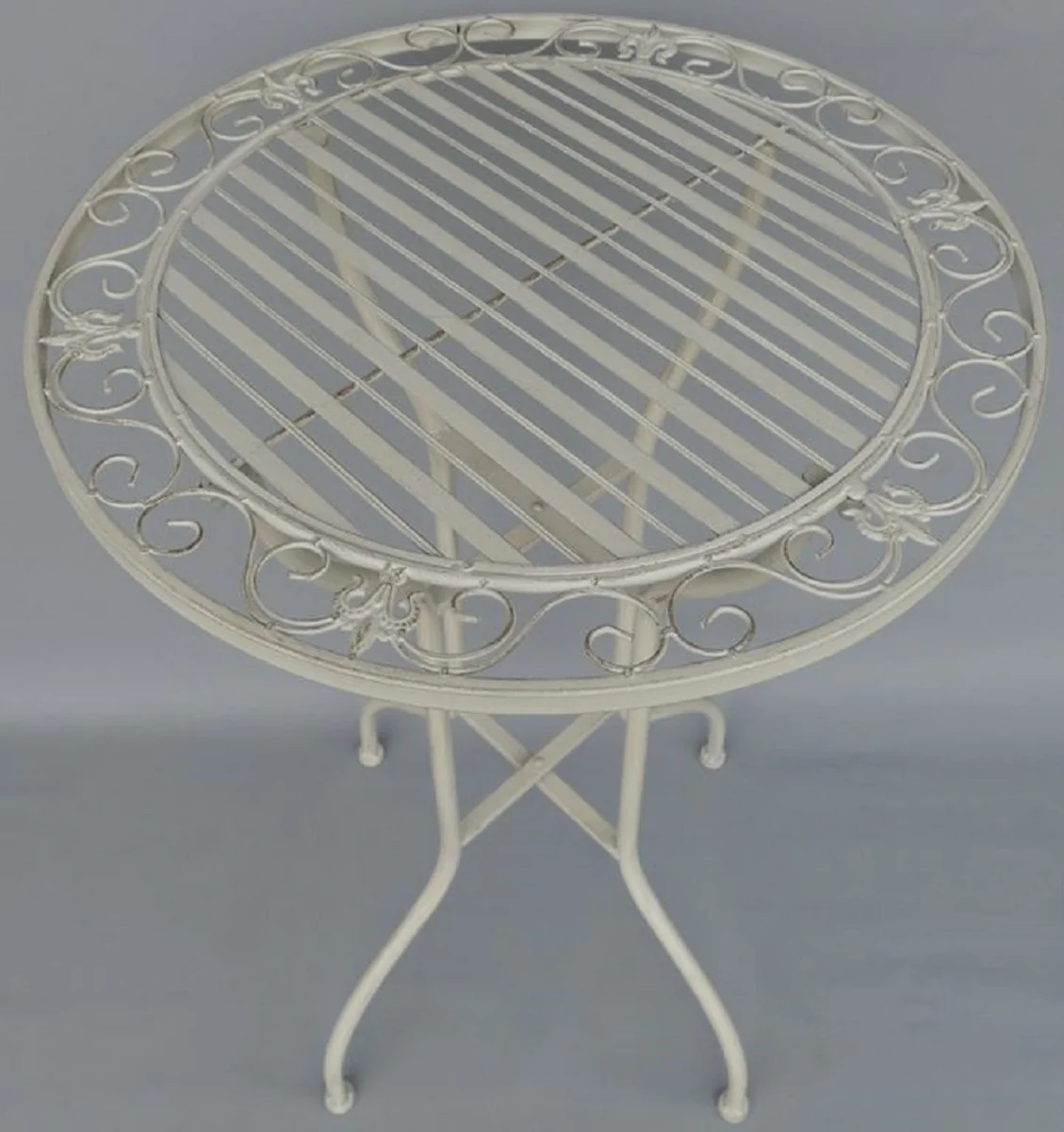 Casa Padrino conjunto de muebles de jardín Art Nouveau blanco rústico - 1 Mesa de Bar y 2 Sillas de Bar - Muebles de Jardín Nostálgicos