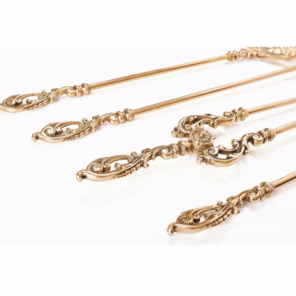 Casa Padrino cubiertos para chimenea barrocos con soporte oro A. 80 cm - Accesorios para chimenea