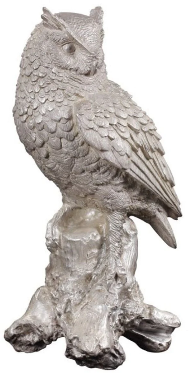 Casa Padrino deco de lujo figura de bronce búho plata 19 x 15 x H. 36 cm - Escultura de Bronce Plateada