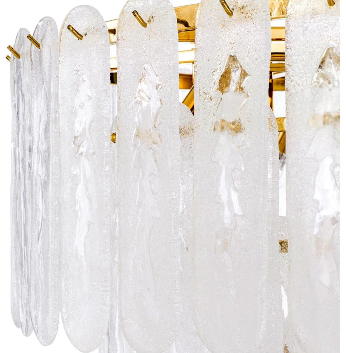 Casa Padrino Lámpara de Araña de Lujo Oro Ø 85 x H. 73 cm - Lámpara de Araña de Hotel y Restaurante con Vidrio Esmerilado