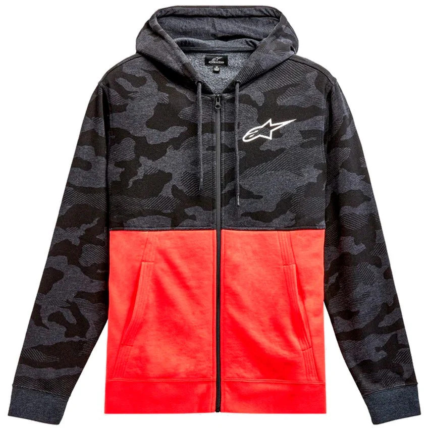 SUDADERA ALPINESTARS CAMO BLOCK ANTRACITA / ROJO