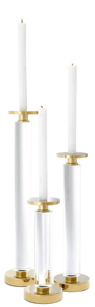 Casa Padrino luxury candle holder set of 3 gold - Luxury Crystal Glass Accessories