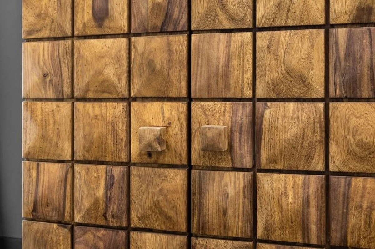 Casa Padrino mueble bar de dise?o natural / marr¨®n 65-130 x 50 x H. 90 cm - Mueble Bar Moderno de Madera Maciza con 2 Puertas y Cajone - Mueble Bar