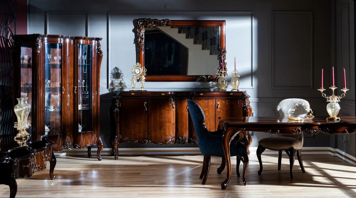 Casa Padrino espejo barroco de lujo marr¨®n oscuro / oro - Elegante espejo de pared de madera maciza de estilo barroco - Muebles Barrocos