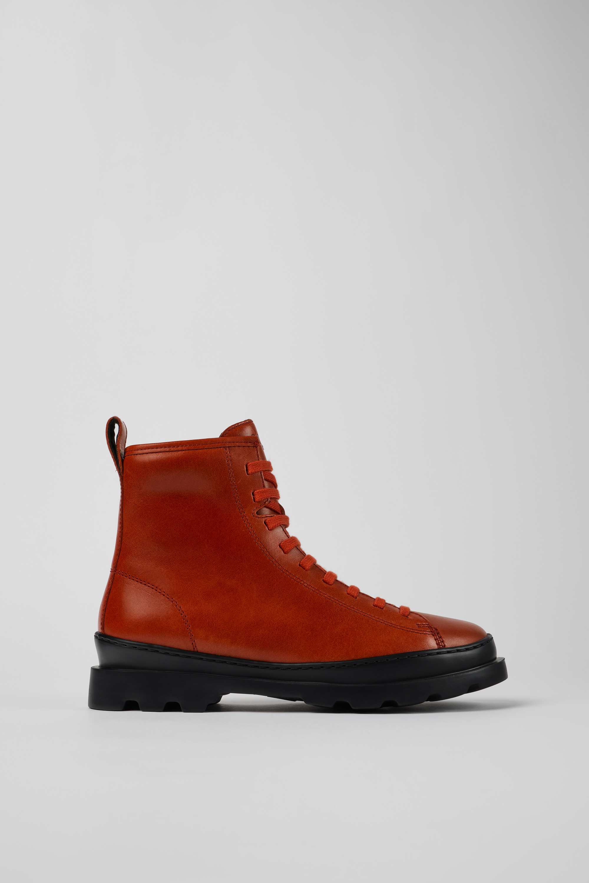 Brutus - Red leather lace-up boots for women