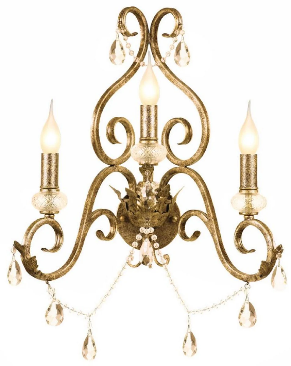 Casa Padrino lámpara de pared de cristal barroco oro antigua 48 x A. 51 cm - Magnífica lámpara de pared de metal de estilo barroco - Luces barrocos - Noble y magnífica