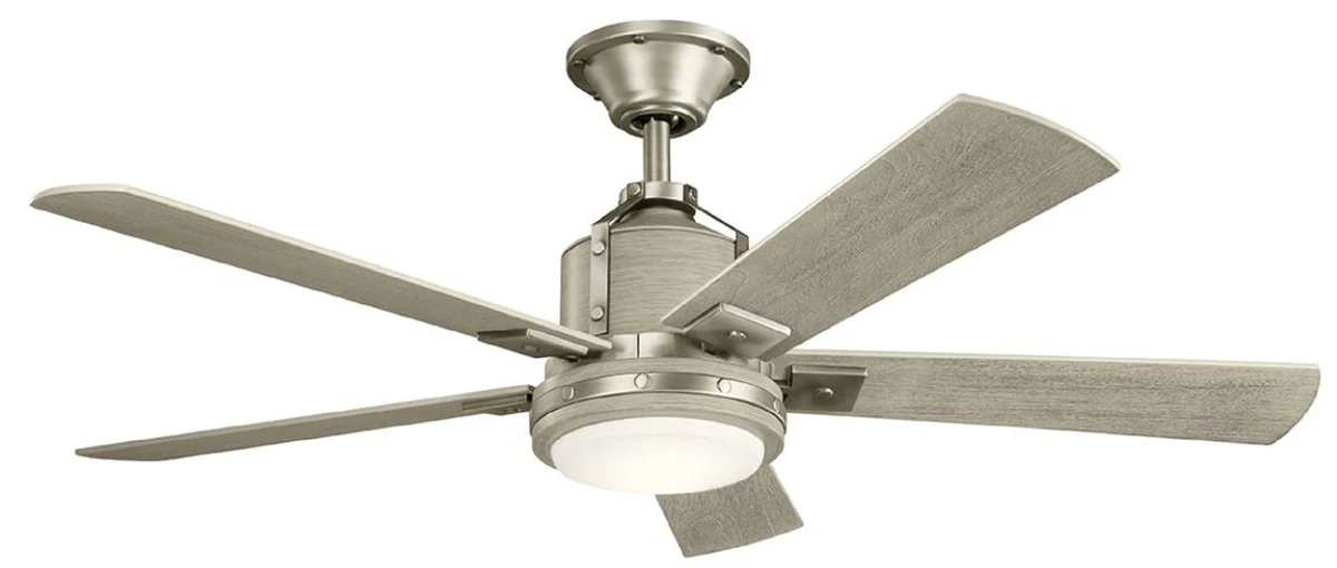 Casa Padrino ventilador de techo de lujo plata / gris 132 x A. 43 cm - Ventilador moderno regulable con iluminación LED y control remoto - Accesorios de Lujo