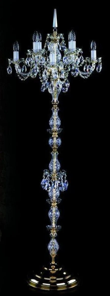 Casa Padrino lámpara de pie de cristal barroco de lujo oro Ø 56 x A. 160 cm - Magnífica lámpara de pie con cristal de Bohemia - Luces de cristal barroco