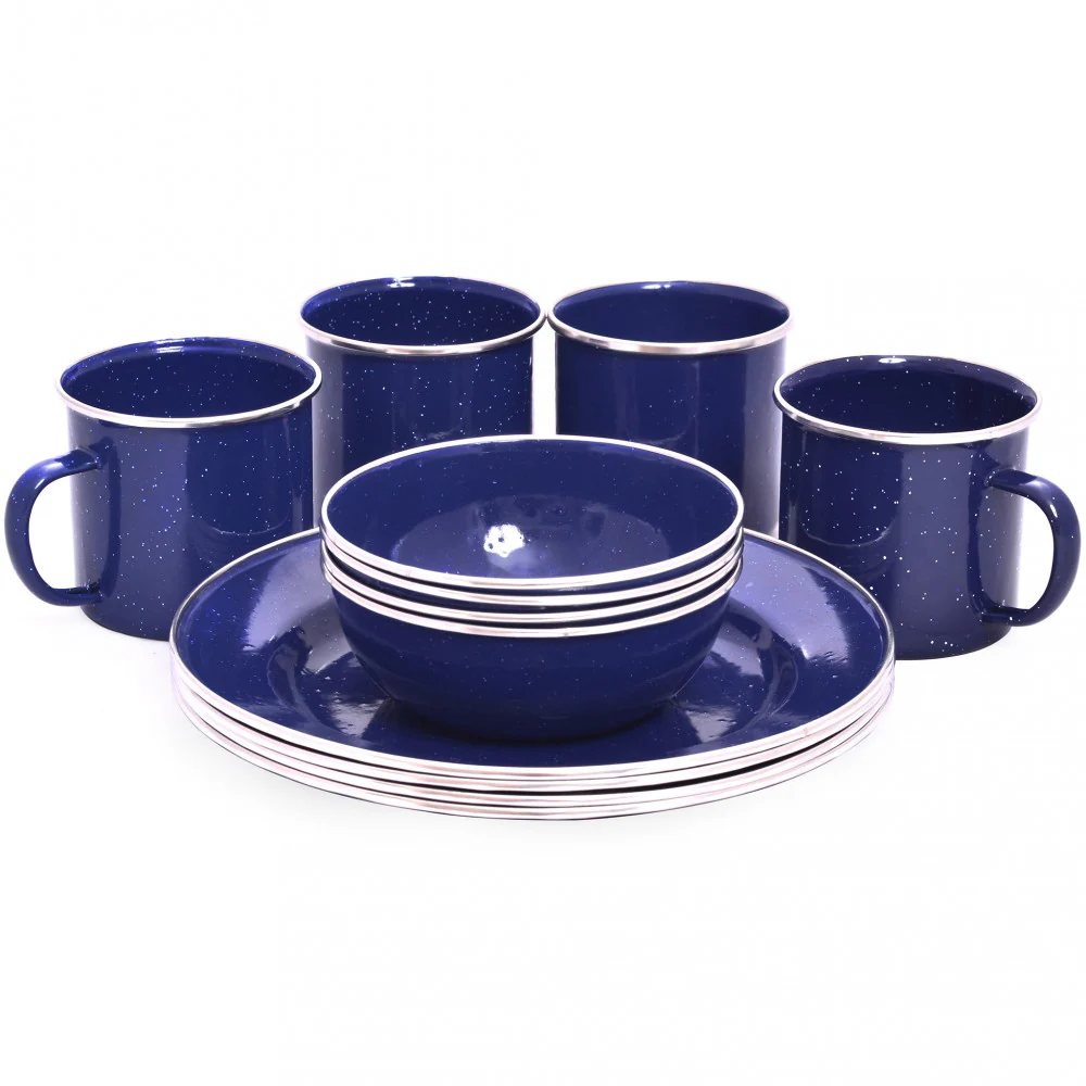 Set vajilla completa esmaltada Campfire ENAMEL DINNER SET para 4 personas – azul