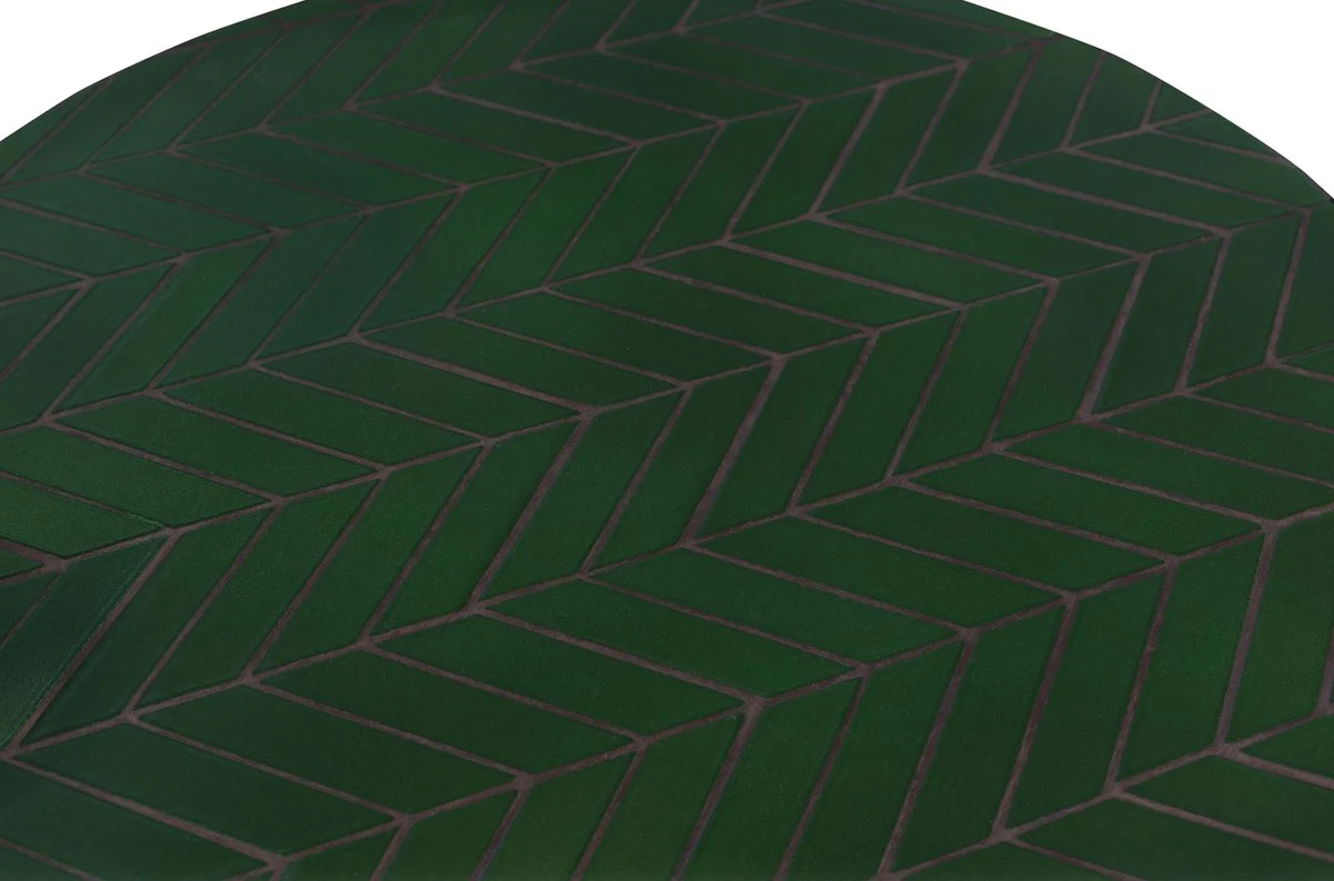 Casa Padrino mesa de centro de lujo verde / negro Ø 50 x H. 45 cm - Mesa de Café Redonda con Azulejos de Cerámica