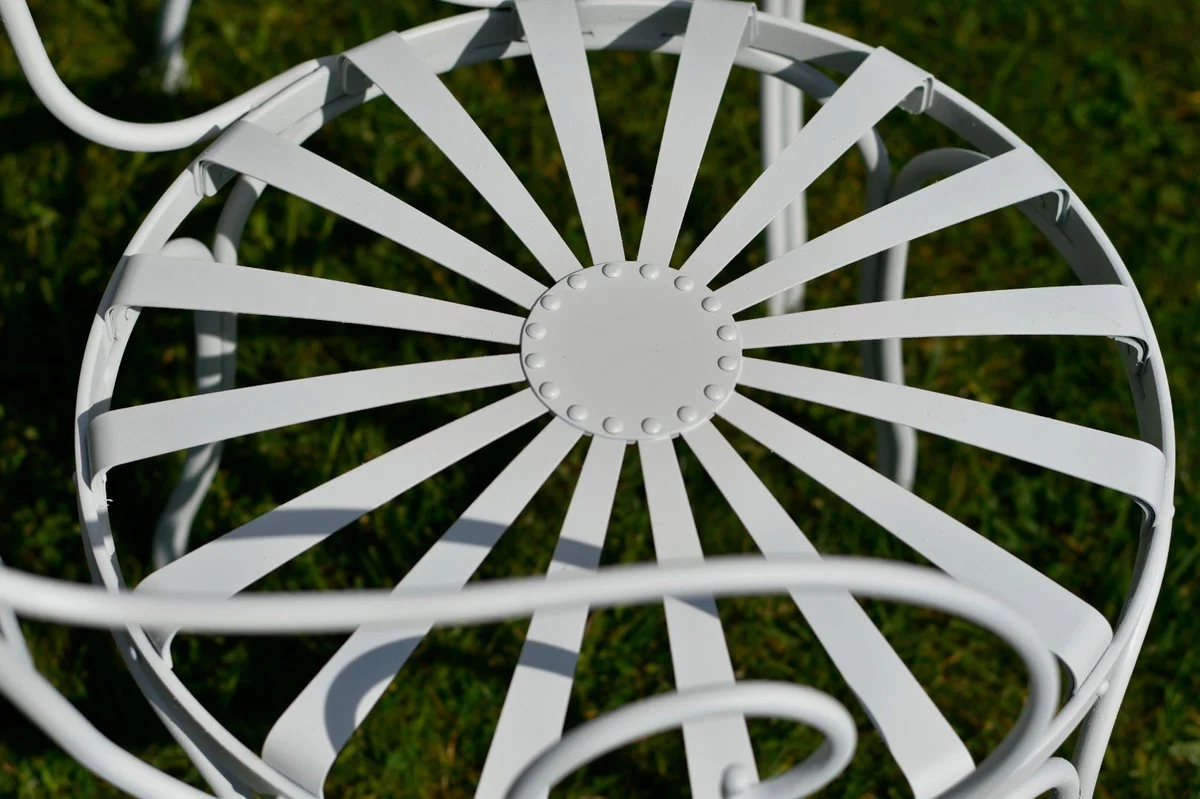 Casa Padrino silla de jard¨ªn Art Nouveau blanco 47 x 47 x A. 94 cm - Silla de forja hecho a mano con reposabrazos - Muebles de hierro forjado de jard¨ªn y terraza nost¨¢lgicos