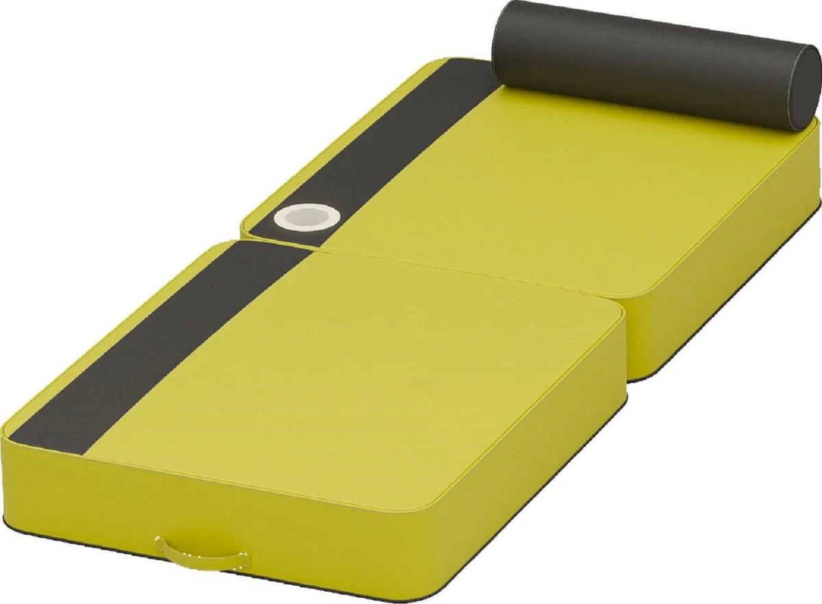 Casa Padrino tumbona de agua de lujo amarillo / negro 190 x 80 x A. 17 cm - Tumbona de agua de cuero artificial impermeable con reposacabezas y portavasos - Accesorios para piscinas de hotel