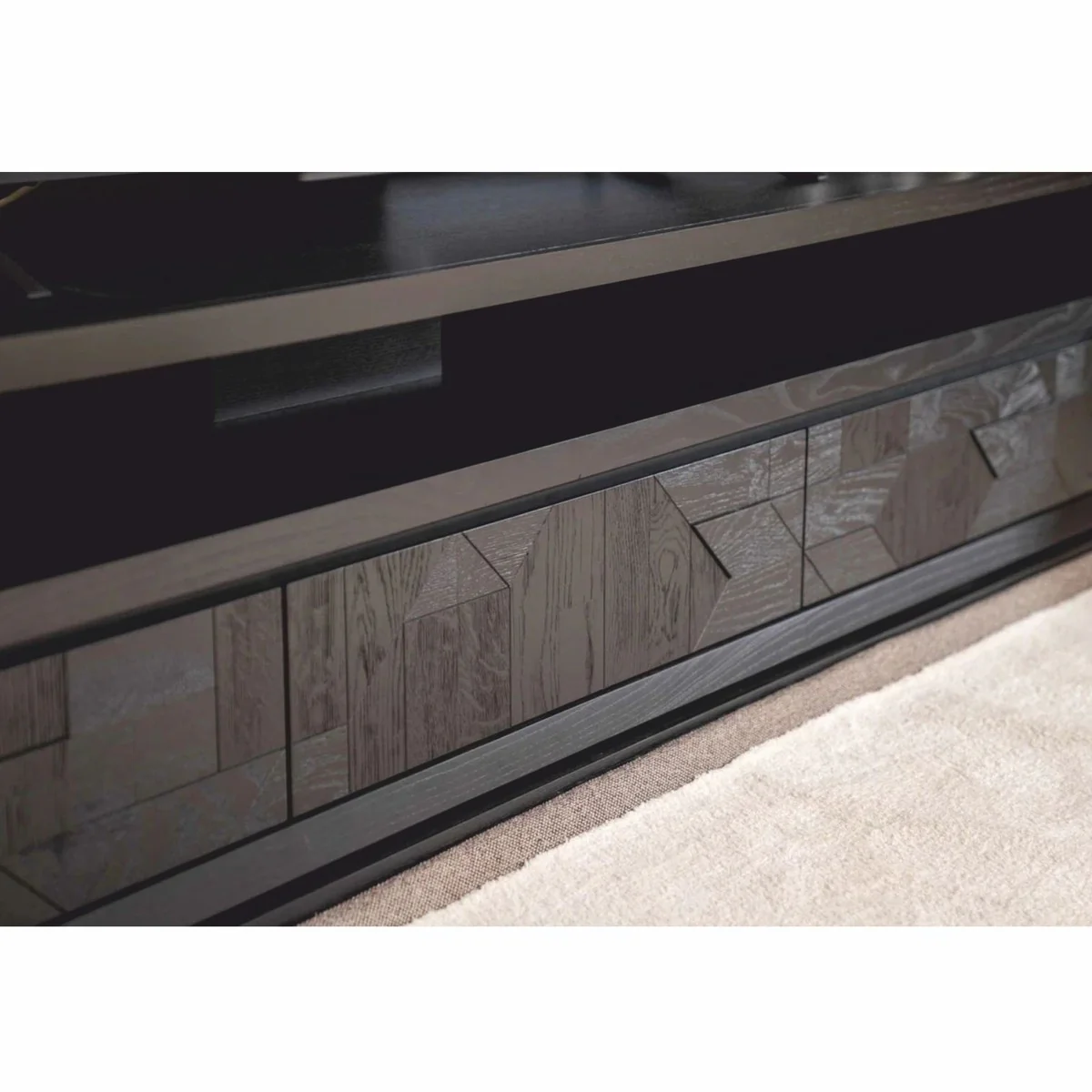 Casa Padrino gabinete de TV de lujo con 3 cajones negro 226 cm - Muebles de sal¨®n y hotel