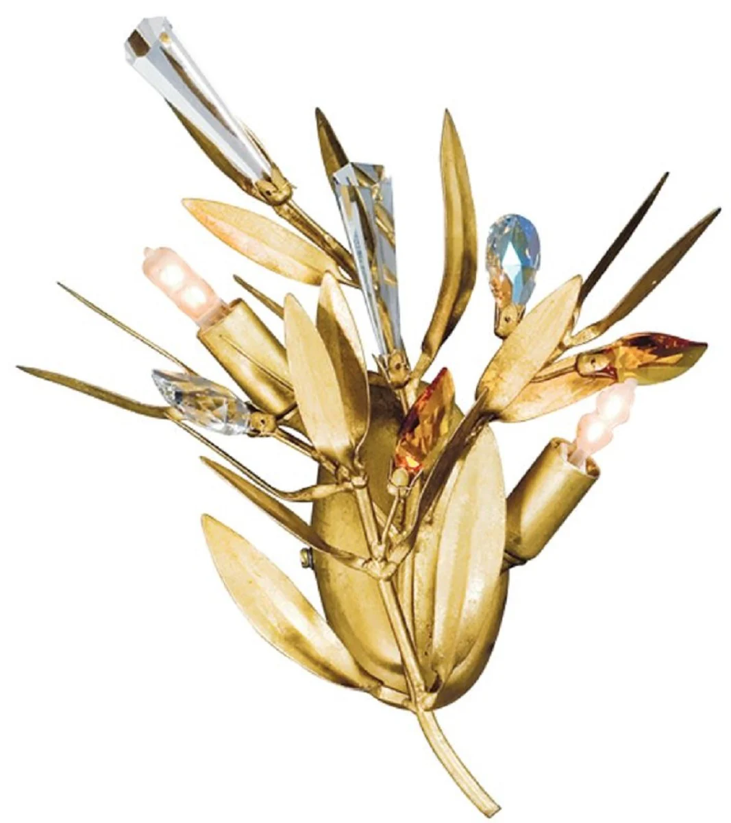 Casa Padrino Lámpara de pared LED de diseño oro 25 x 12 x A. 32 cm - Lámpara de pared de salón con noble cristal Swarovski - Calidad de Lujo